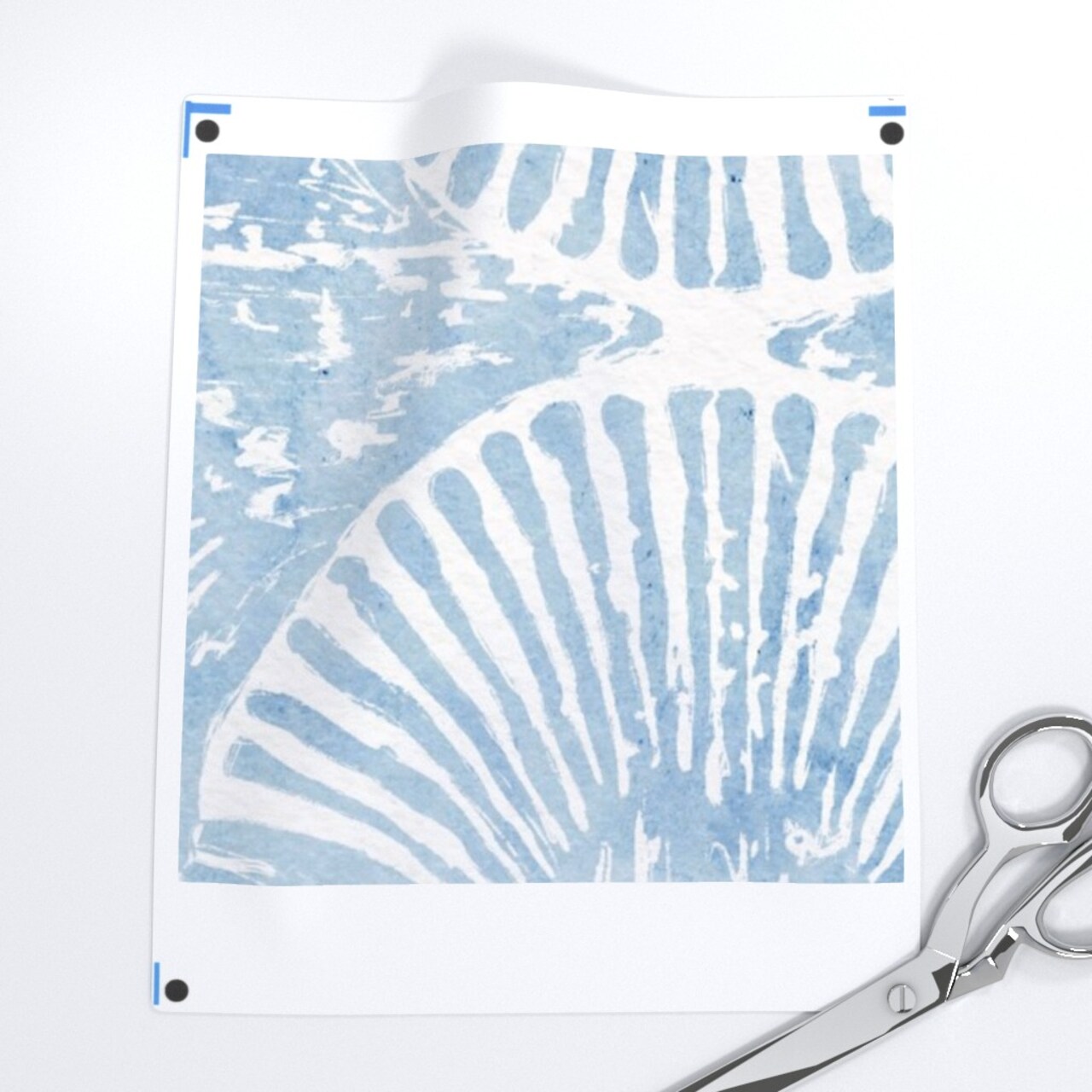 Watercolor Scallop Coastal Nautical Beach House Seashell Lines Ocean Seaside Blue And White Hand Painted Vacation Home Waterfront Casual Summer Custom Printed Fabric by Spoonflower Various Fabrics by the Yard or Fat Quarter 17938948